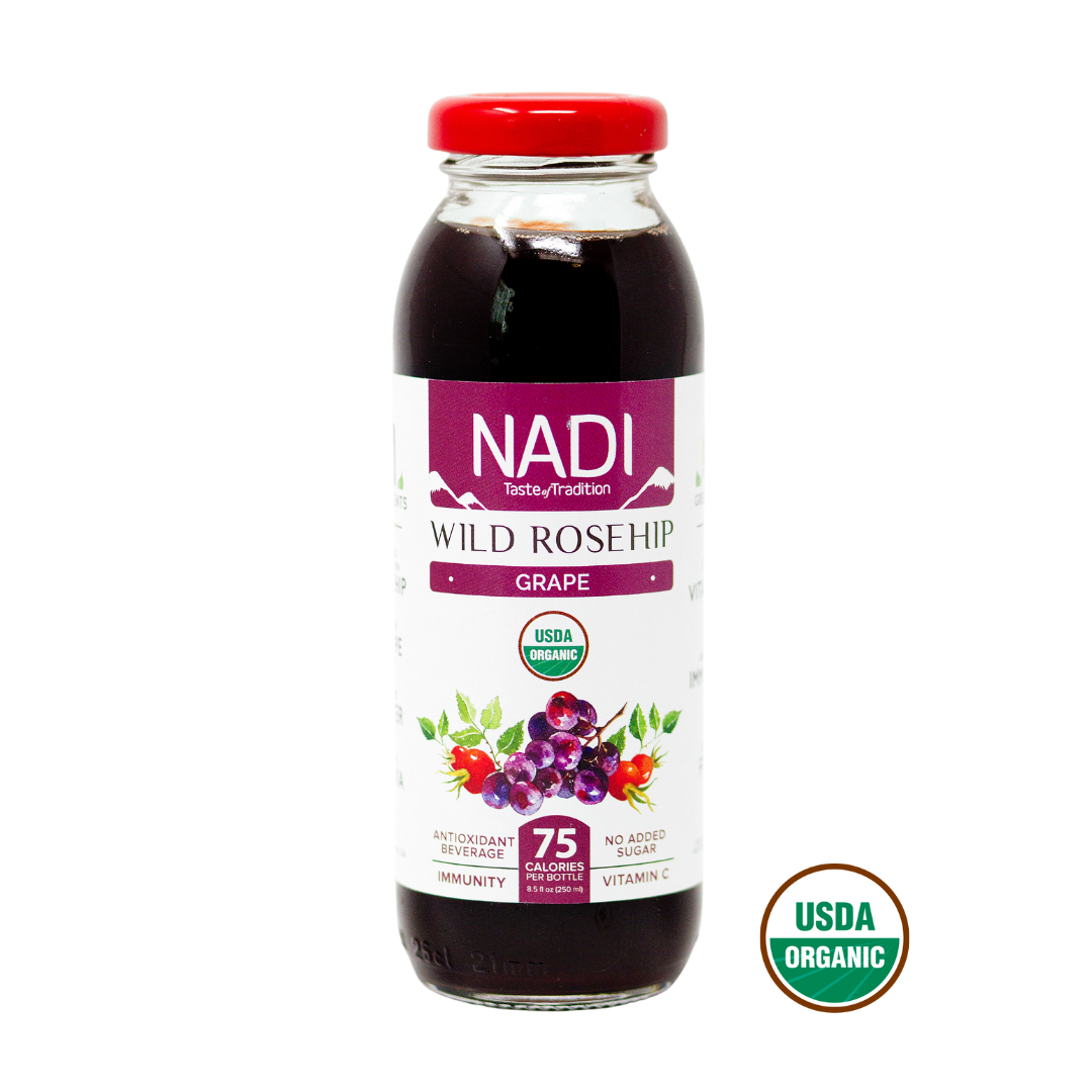 NADI Organic  Immunity Booster Grape Rosehip Juice bottle