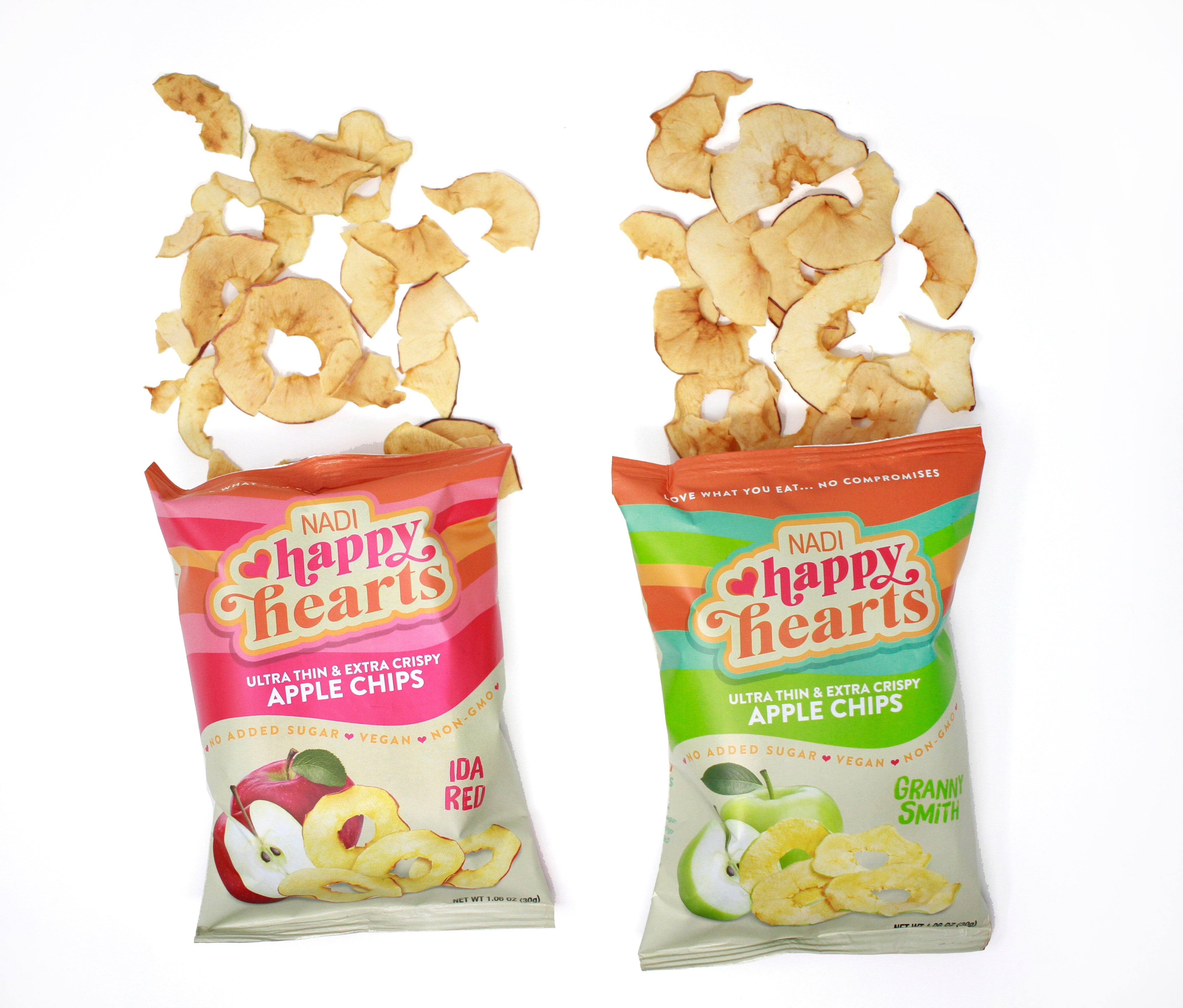 Happy Hearts Apple Chips, Granny Smith & Ida Red-What's inside the bags 