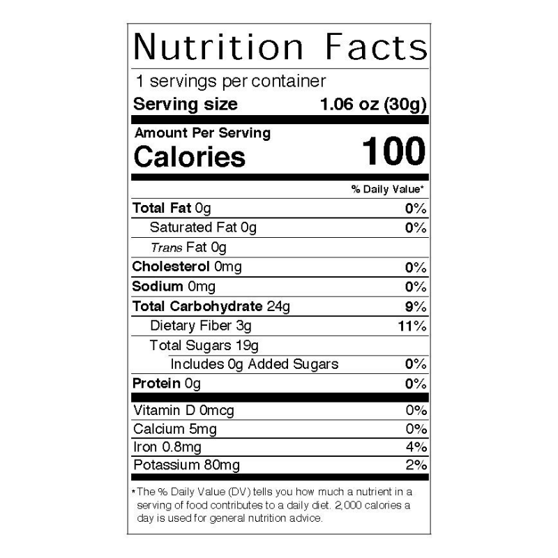 Nutritional Facts-Ida Red & Granny Smith Happy Hearts Apple Chips. No added Sugars. Fat Free. 100 calories 