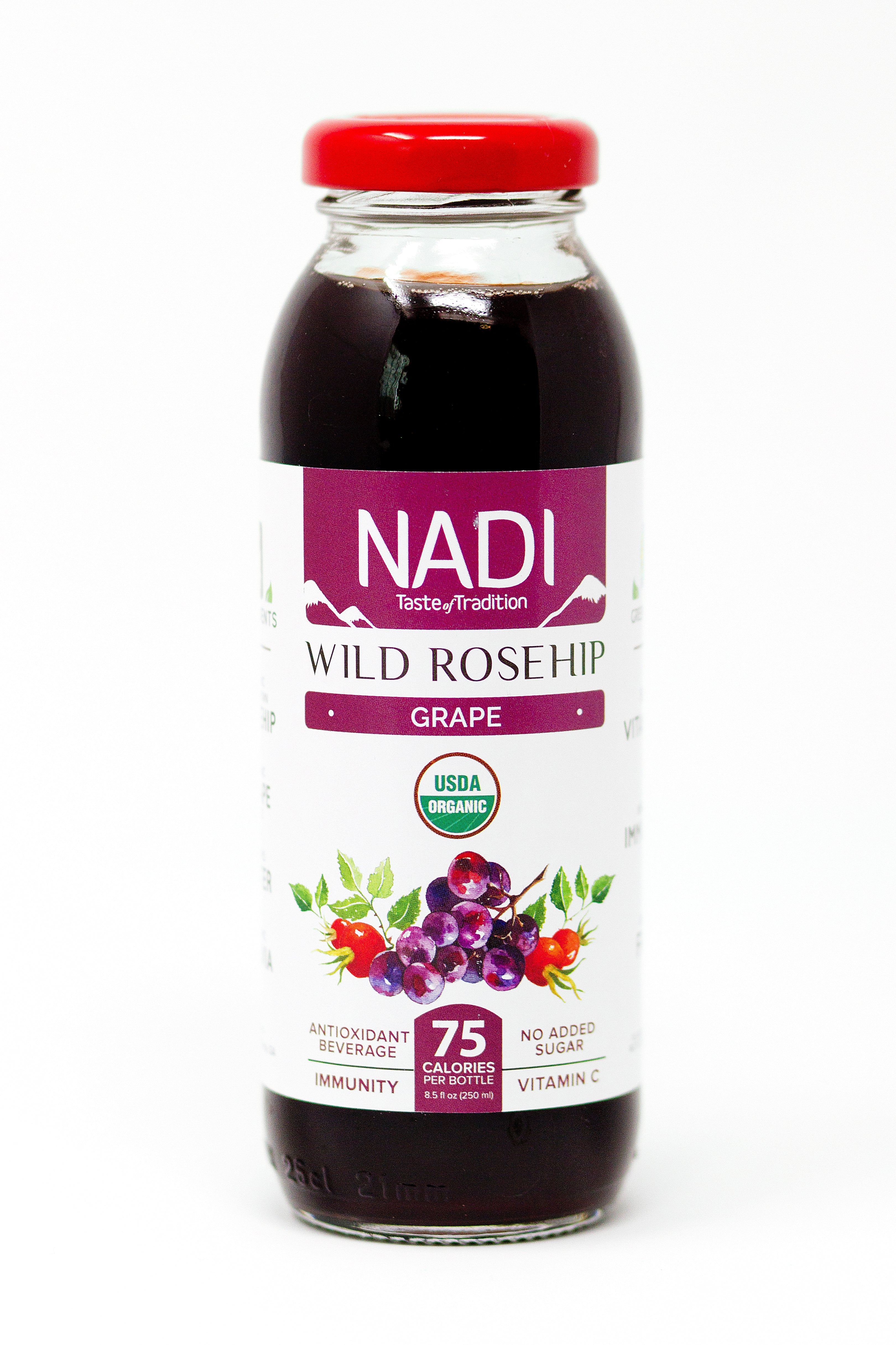 NADI Wild Rosehip Grape High in vitamin C Juice Drink bottle 